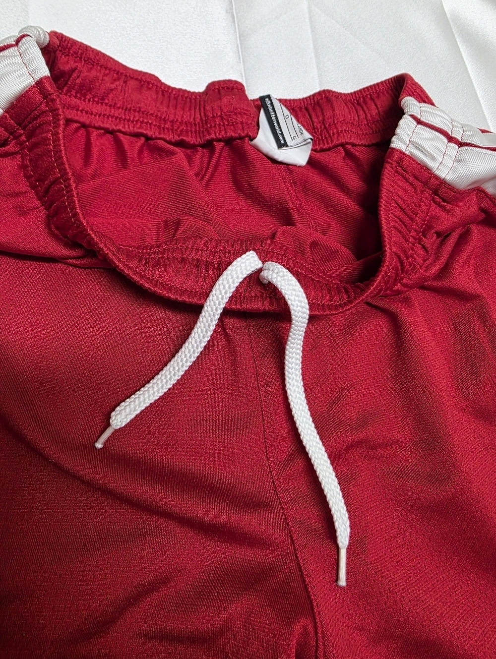 Nike Red Athletic Mesh Shorts with White Side Panels - Picture 7 of 8